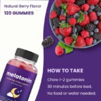 Melatonin Gummies for Kids & Adults | Natural Sleep Aid Drug-Free, Vegan Berry Flavor Kids Melatonin Gummy Supplement | 2.5mg, 5mg or 10mg Dose | Sleeping Pills Substitute (60 Count (Pack of 1)) - Image 3