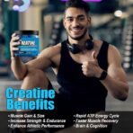 Creatine Monohydrate Infused Gummies, Blueberry Flavor, 120 Gummies, Muscle Growth, Strength, Energy, Pre-Workout, Vegan, Sugar-Free, Fitness Healthcare Supplement - Image 3