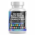 Sea Moss Black Seed Oil Ashwagandha Turmeric Bladderwrack Burdock & Vitamin C Vitamin D3 with Elderberry Manuka Dandelion Yellow Dock Iodine Chlorophyll ACV