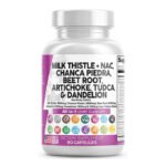 Milk Thistle NAC Chanca Piedra Beet Root Artichoke Astragalus Dandelion Root - Liver Cleanse Detox & Repair Supplement Plus TUDCA Choline & Ginger - 1Pack