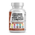 Lions Mane 20in1 Mushroom Supplement with Turkey Tail Reishi Cordyceps Chaga Maitake Meshima Poria Cocos Shiitake Oyster Porcini Enoki - 1 Pack