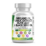 Oregano Oil with Black Seed Oil Garlic Olive Leaf Extract - Oil of Oregano Capsules Immune Support Carvacrol & Thymoquinone Supplement for Women and Men + Elderberry Vitamin D3 & Zinc