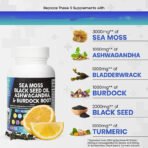 Sea Moss Black Seed Oil Ashwagandha Turmeric Bladderwrack Burdock & Vitamin C Vitamin D3 with Elderberry Manuka Dandelion Yellow Dock Iodine Chlorophyll ACV - Image 2
