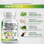 Oregano Oil with Black Seed Oil Garlic Olive Leaf Extract - Oil of Oregano Capsules Immune Support Carvacrol & Thymoquinone Supplement for Women and Men + Elderberry Vitamin D3 & Zinc - Image 3