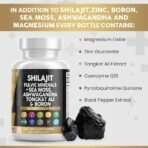 Shilajit Supplement for Men with Sea Moss, Tongkat Ali, Ashwagandha, Boron, Zinc, CoQ10, PQQ - Fulvic Acid Capsules - Energy Support - 90 Count - Resin, Gummy & Powder Alternative - Image 3