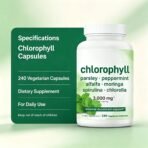 Chlorophyll Super Greens Complex | 240 Veggie Capsules with Parsley, Moringa, Spirulina, Chlorella, & More | Gluten-Free, No Additives - Image 4