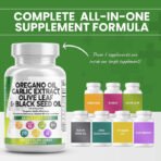 Oregano Oil with Black Seed Oil Garlic Olive Leaf Extract - Oil of Oregano Capsules Immune Support Carvacrol & Thymoquinone Supplement for Women and Men + Elderberry Vitamin D3 & Zinc - Image 2