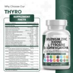 Selenium 300mcg Iodine 500mcg Thyroid Support for Women & Men | L Tyrosine 500mg Ashwagandha Supplement Bladderwrack, Turmeric, Kelp, Schisandra Zinc Pills Capsule Supplements - Image 4