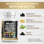 Shilajit Supplement for Men with Sea Moss, Tongkat Ali, Ashwagandha, Boron, Zinc, CoQ10, PQQ - Fulvic Acid Capsules - Energy Support - 90 Count - Resin, Gummy & Powder Alternative - Image 4
