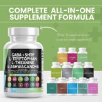 GABA 750mg 5 HTP 200mg L Tryptophan 500mg L Theanine 200mg Ashwagandha SAM-e L-Glycine - Mood Support Vitamins for Women and Men with L-Tyrosine - Image 4