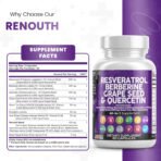 Resveratrol Supplement | Berberine Grape Seed Extract Quercetin Green Tea Extract Acai Noni Polyphenol Supplement for Women & Men N-Acetyl Cysteine - Image 4